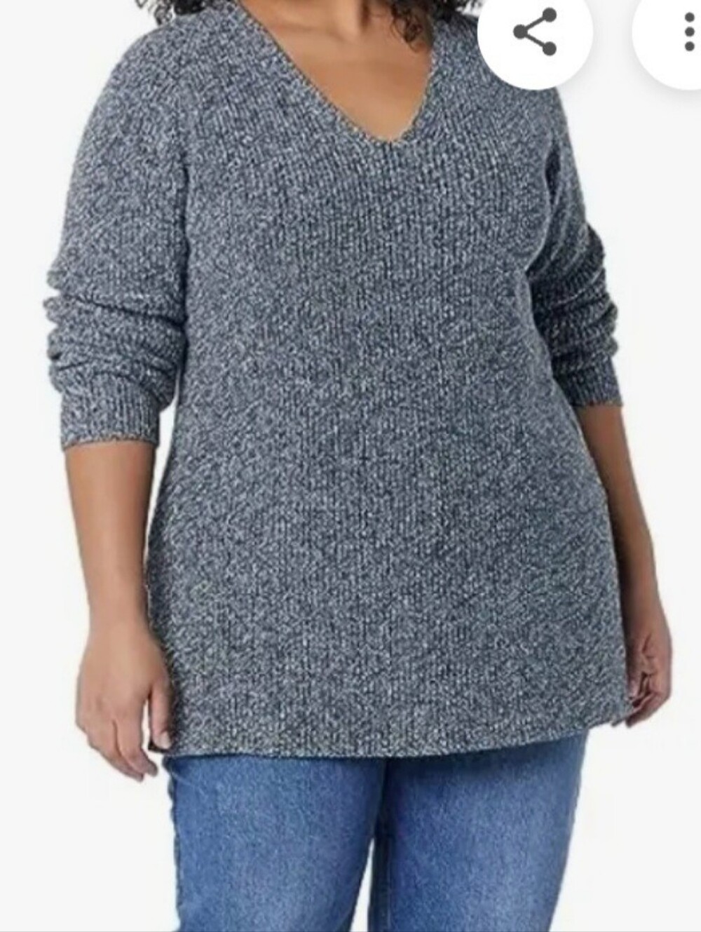 Goodthreads Gray Ribbed V-Neck Sweater - Picture 3 of 3